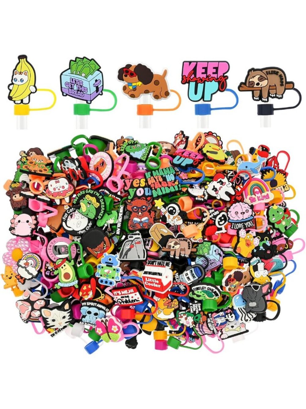Cute Straw Toppers for Tumblers - 200PCS Random Covers, Fun Accessories for